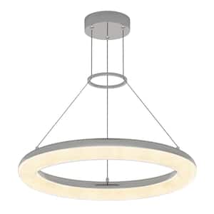 Famous Optical 25-Watt Modern Chrome 5CCT Integrated LED Hanging Pendant Light Fixture for Dining Room or Kitchen