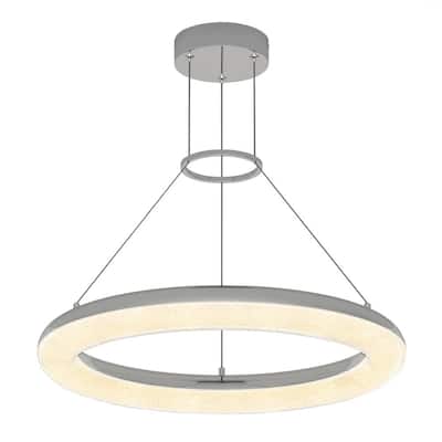 Famous Optical 25-Watt Modern Chrome 5CCT Integrated LED Hanging Pendant Light Fixture for Dining Room or Kitchen