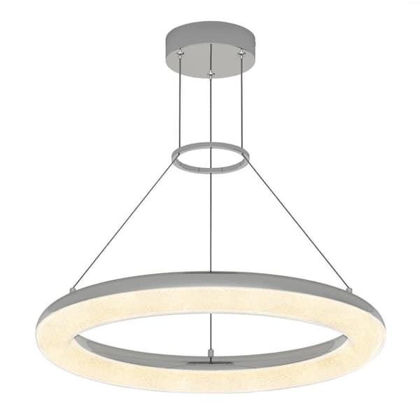 Famous Optical 25-Watt Modern Chrome 5CCT Integrated LED Hanging Pendant Light Fixture for Dining Room or Kitchen