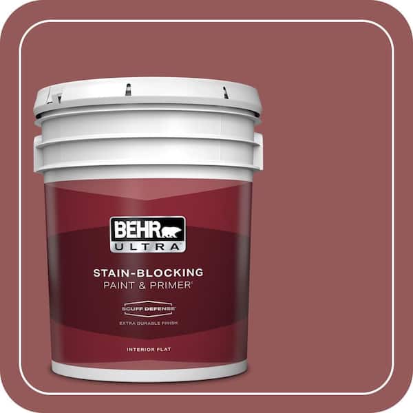 BEHR ULTRA 5 gal. #150F-6 Gallery Red Extra Durable Flat Interior Paint & Primer