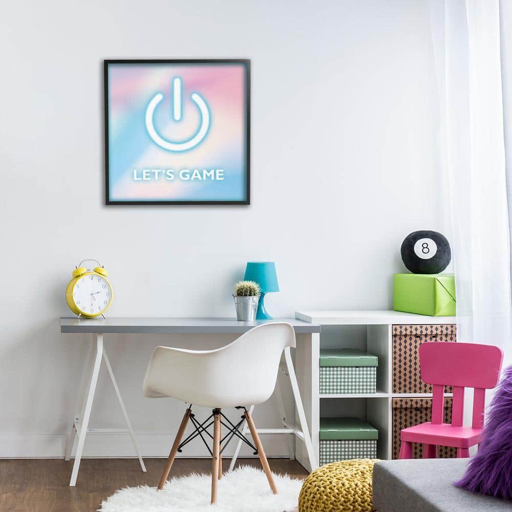 Pastel Let's Game Power Symbol by Yass Naffas Designs Black Framed Typography Giclee Art Print 24 in. x 24 in.