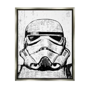 Star Wars Stormtrooper Distressed Wood Etching by Neil Shigley Floater Frame Fantasy Wall Art Print 21 in. x 17 in.
