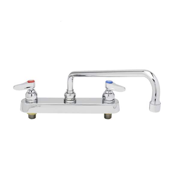 T&S Workboard 2-Handle Bar Faucet 8 in. Deck Mount in Polished Chrome