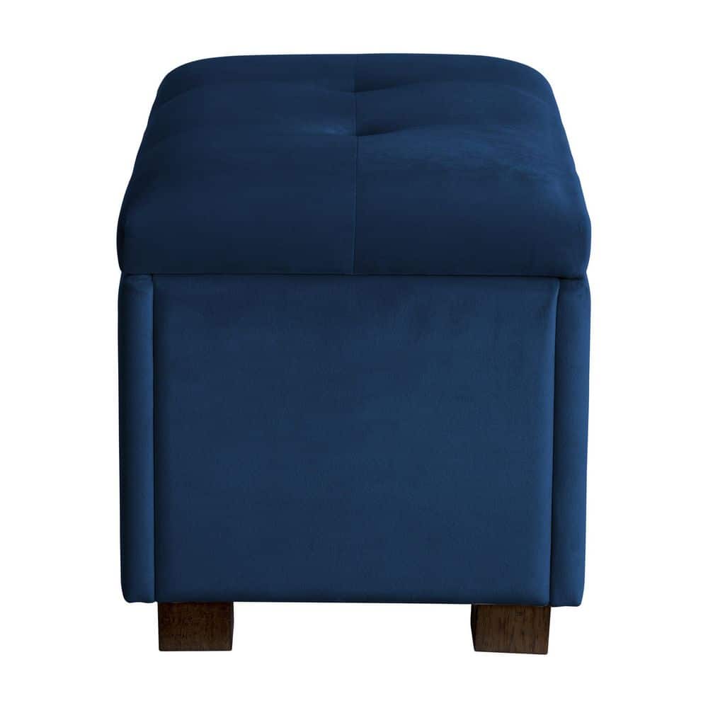 Navy Blue Tufted Velvet Compact Storage Ottoman