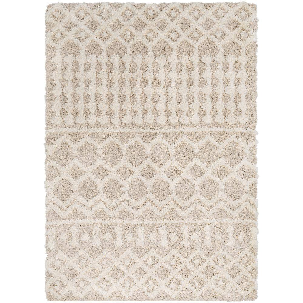 Beige Plush Moroccan Shag Area Rug, 2'7" x 5'