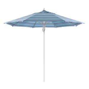 9 ft. Silver Aluminum Commercial Fiberglass Ribs Market Patio Umbrella and Pulley Lift in Dolce Oasis Sunbrella