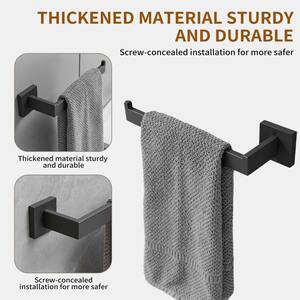 Wall Mounted Toilet Paper Holder Extended Towel Bar Tissue Holder Kitchen Paper Towel Holder in Matte Black
