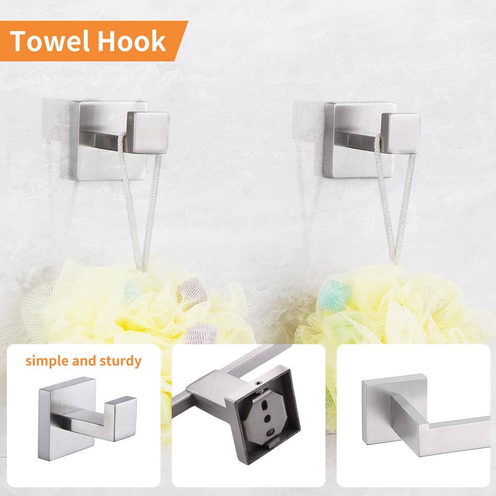 Brushed Nickel 5-Piece Stainless Steel Bathroom Hardware Set