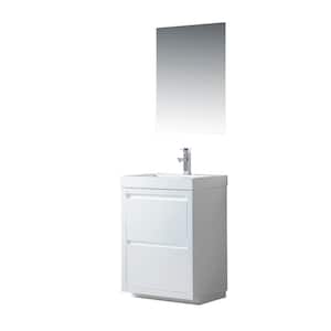 Annecy 24 in. W x 18.5 in. D x 32 in. H Bathroom Vanity in White with Single Basin Vanity Top in White Resin