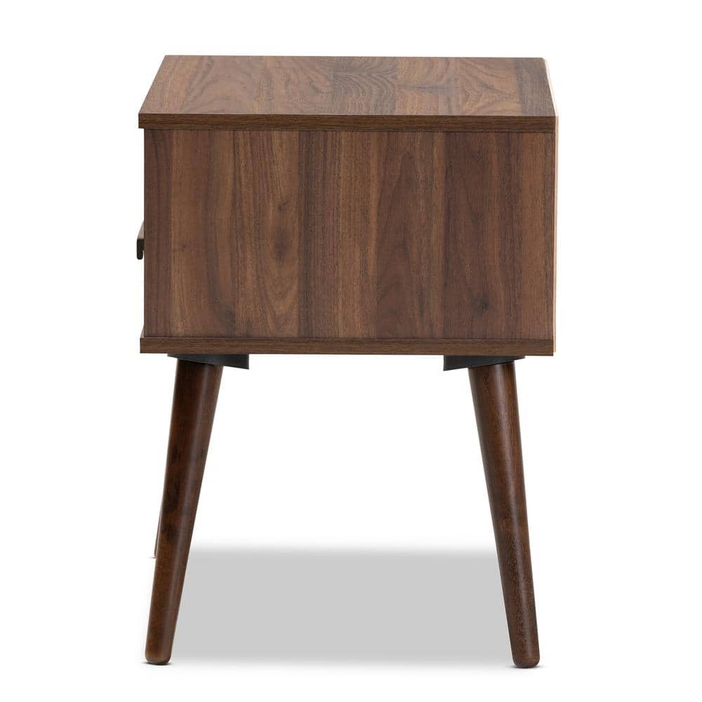 Walnut and White 22" Wood End Table with Storage Drawer
