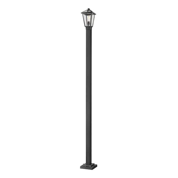 Unbranded Talbot 1-Light Black 110 in. Aluminum Hardwired Outdoor Weather Resistant Post Light Set with No Bulb Included