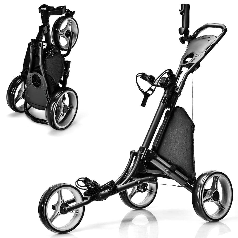 Folding 3-Wheel Golf Push Cart One-Click Fold Aluminum with Insulated Storage Bag and Scoreboard Gray price history on PriceWatchPro