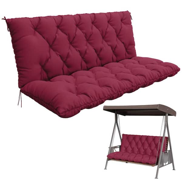 60 in. x 40 in. 2-3 Seater Patio Contoured Replacement Bench Cushion Outdoor Porch Swing Cushion Cushion Fuchsia Red