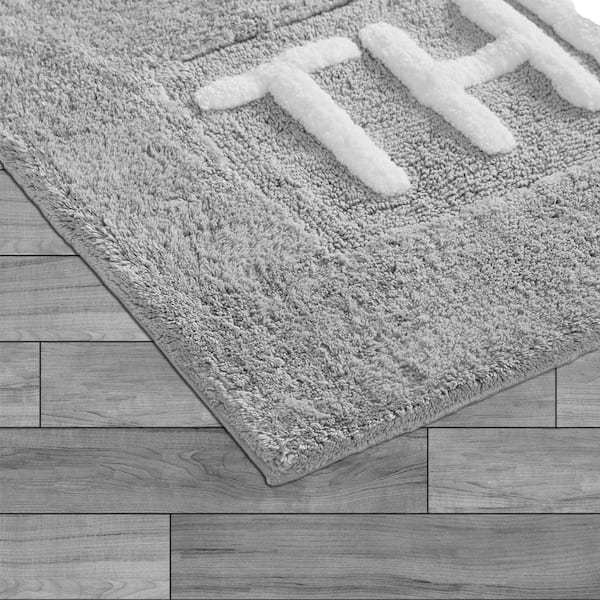 Novelty Grey 21 in. x 34 in. They Cotton Bath Rug
