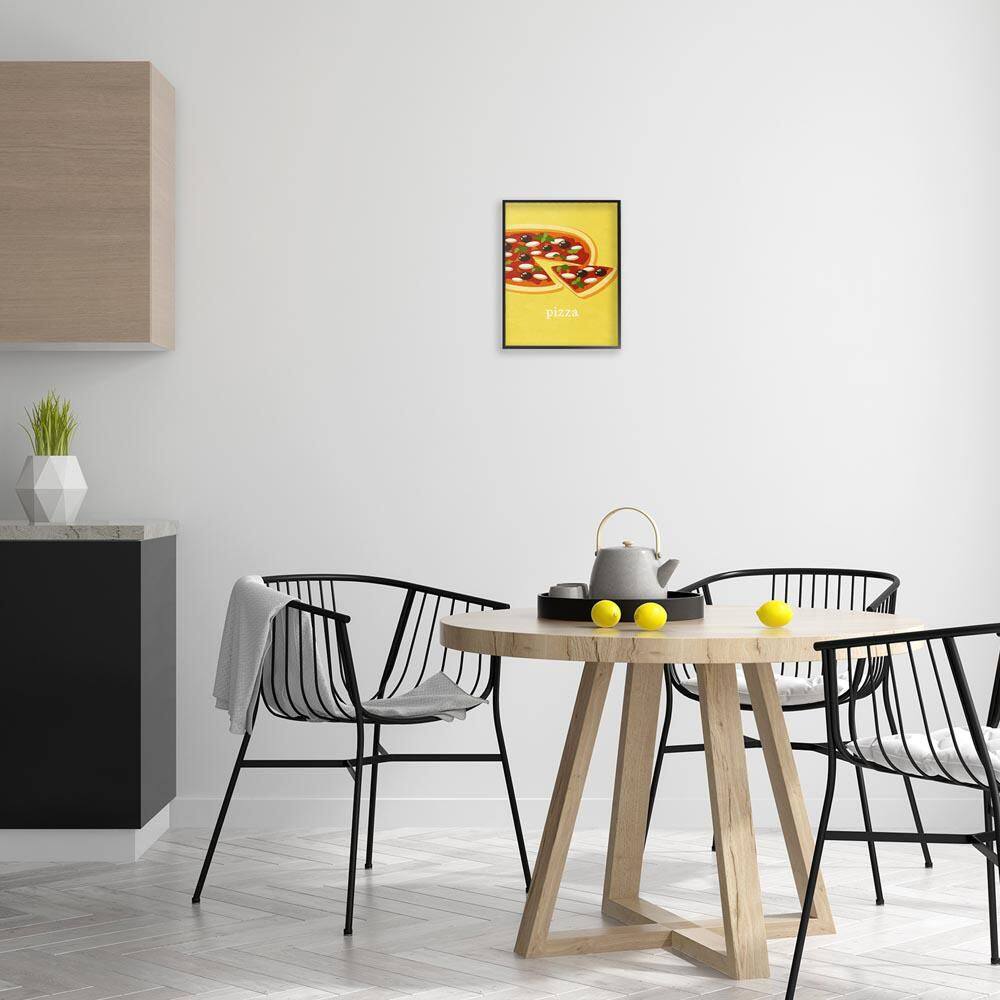Delicious Pizza on Yellow by Kim Allen Black Framed Food Giclee Art Print 14 in. x 11 in. price history on PriceWatchPro