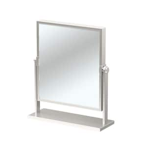 9.75 in. W x 12 in. H Single Elegant Table Makeup Mirror in Satin Nickel