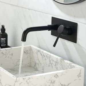 Single Handle Wall Mounted Bathroom Faucet in Matte Black