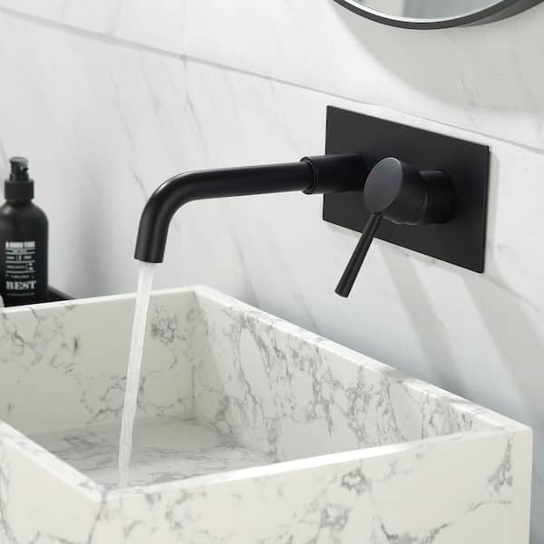 Staykiwi Single Handle Wall Mounted Bathroom Faucet in Matte Black