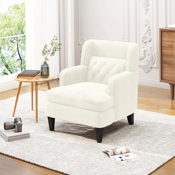 CHRISTOPHER KNIGHT HOME Modern Teddy Fabric Upholstered Armchair Accent Chair, Beige