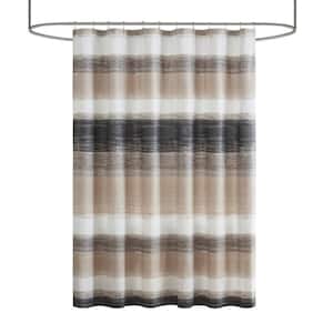 Barret 72 in. W x 72 in. L Polyester in Taupe/Black Shower Curtain