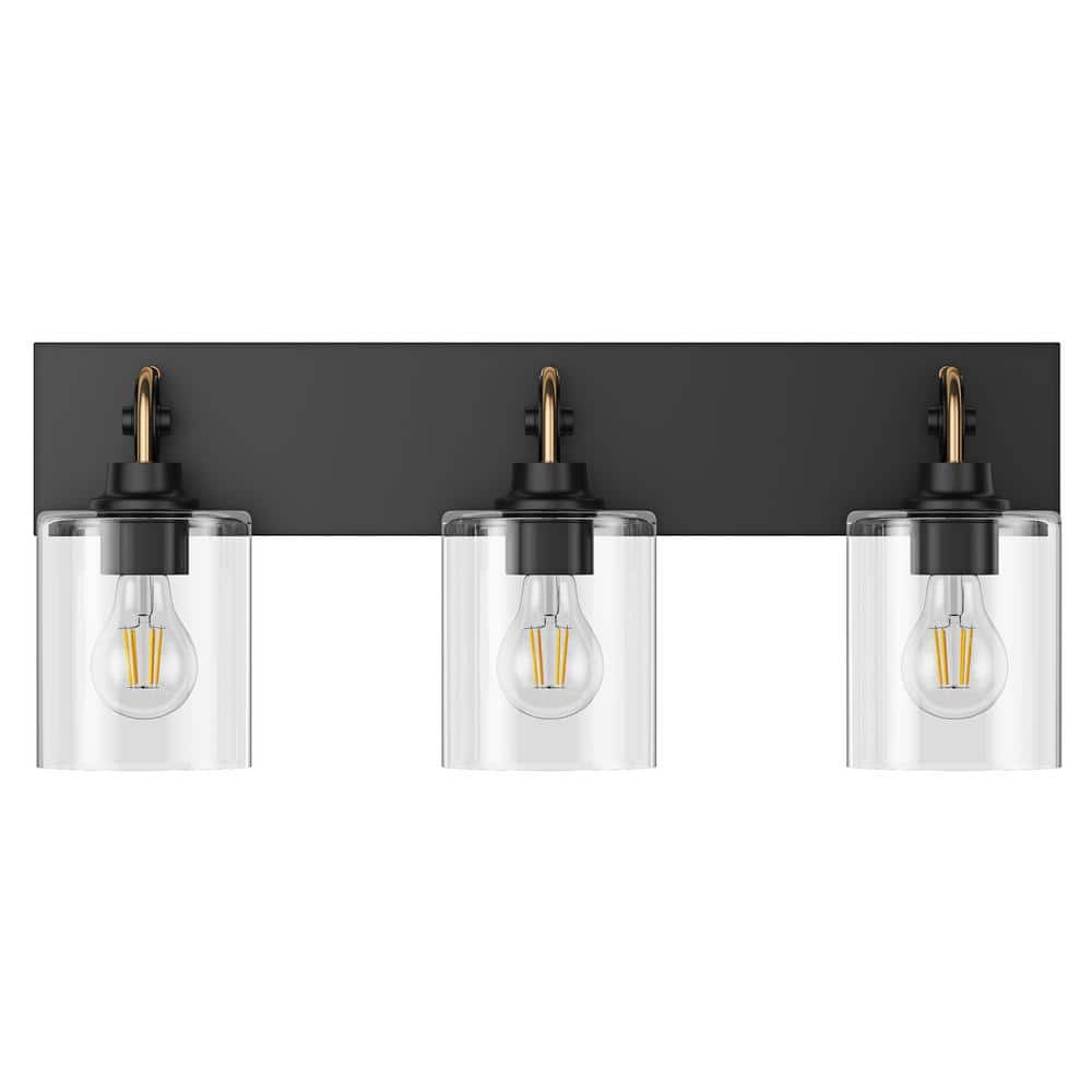 Modern 24 in. 3-Light Black Bathroom Dimmable Vanity Light Fixture Over Mir