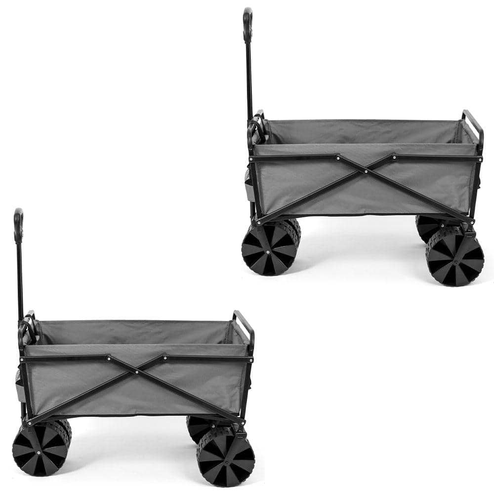 SEINA 12 cu.ft. Fabric Collapsible Steel Frame Folding Utility Beach Garden Cart, Gray (2 Pack)