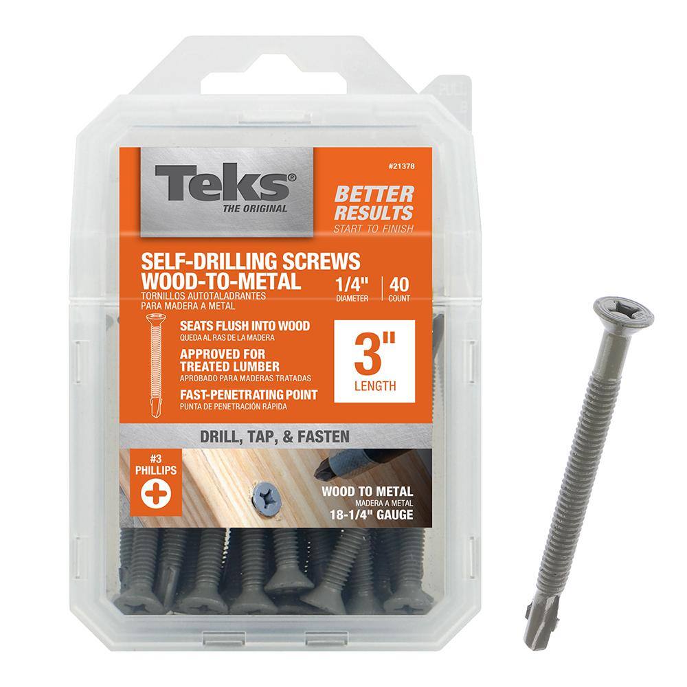 150pk #14 X 2-3/4" Phillips Flat Head Self-Drilling Tek Screws – Zinc Plated Steel
