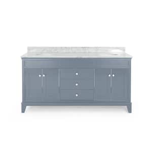 Finlee 72 in. W x 22 in. D Bath Vanity with Carrara Marble Vanity Top in Grey with White Basin