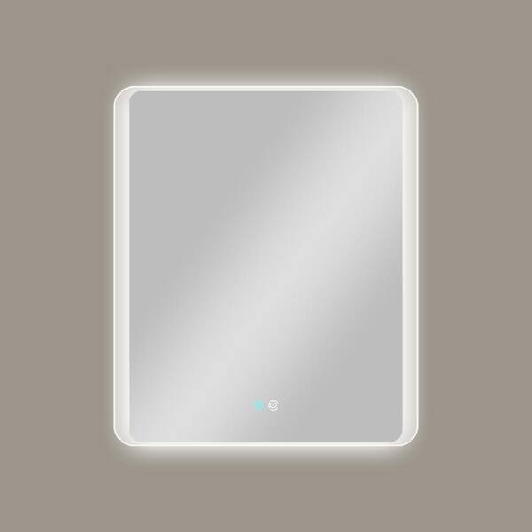 Unbranded 29.5 in. W x 35.5 in. H Rectangular Frameless Anti-Fog LED Dimmable Wall Bathroom Vanity Mirror in Natural Silver