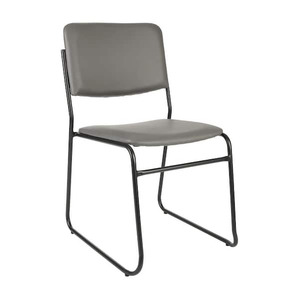 Hercules 500 lb. Capacity High Density Gray Vinyl/Black Frame Fabric Stacking Side Chair with Sled Base