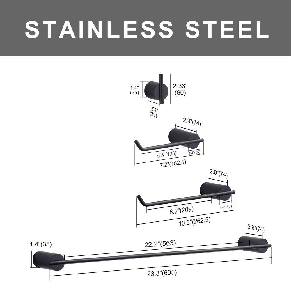 Matte Black 5-Piece Stainless Steel Bathroom Hardware Set