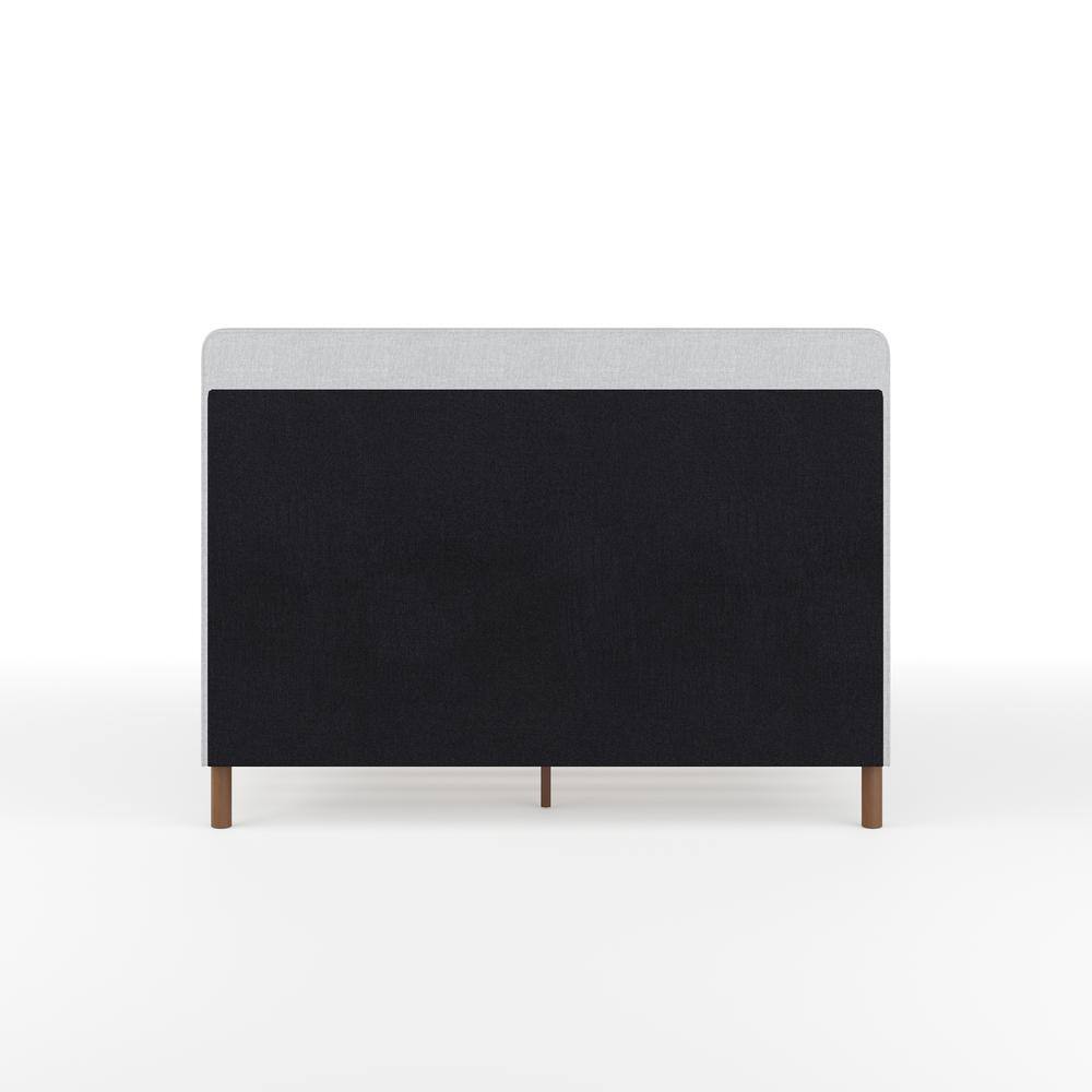 Britta Gray Upholstered Full Platform Bed with Walnut Legs
