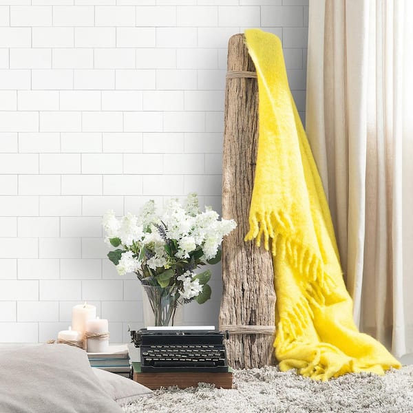 Luxe Core Subway White 11.81 in. x 11.81 in. SPC Peel and Stick Tile (0.96 Sq. Ft. / Sheet)