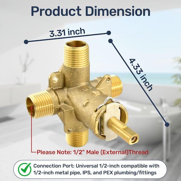 1-Piece Shower Valve Replacement for Moen Posi Temp with 1222 Cartridge in Brushed Brass
