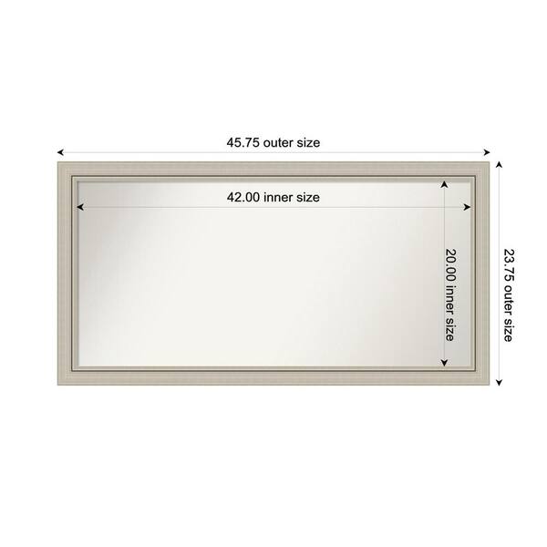 Amanti Art Romano Silver Narrow 45.75 in. x 23.75 in. Custom Non-Beveled Wood Framed Bathroom Vanity Wall Mirror