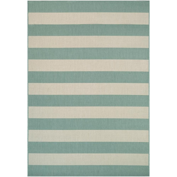 Couristan Afuera Yacht Club Sea Mist-Ivory 7 ft. x 10 ft. Indoor/Outdoor Area Rug