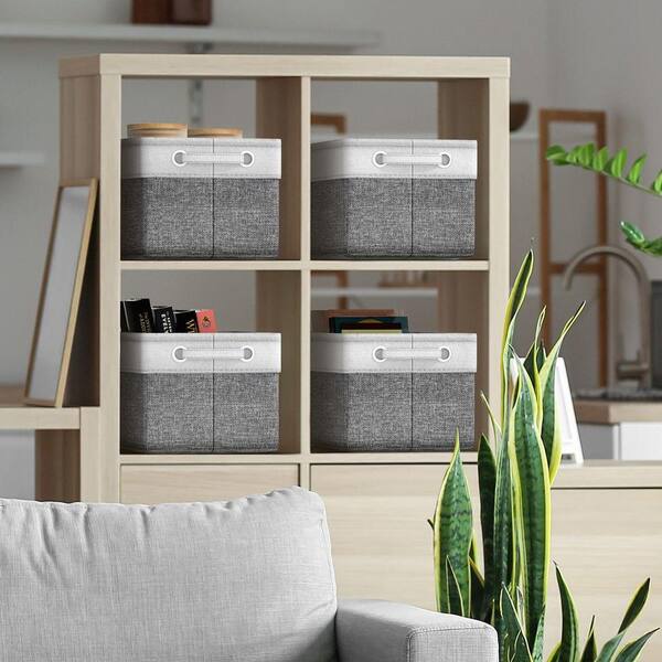 Sorbus Fabric Storage Bins, Collapsible Baskets with Handles, Gray