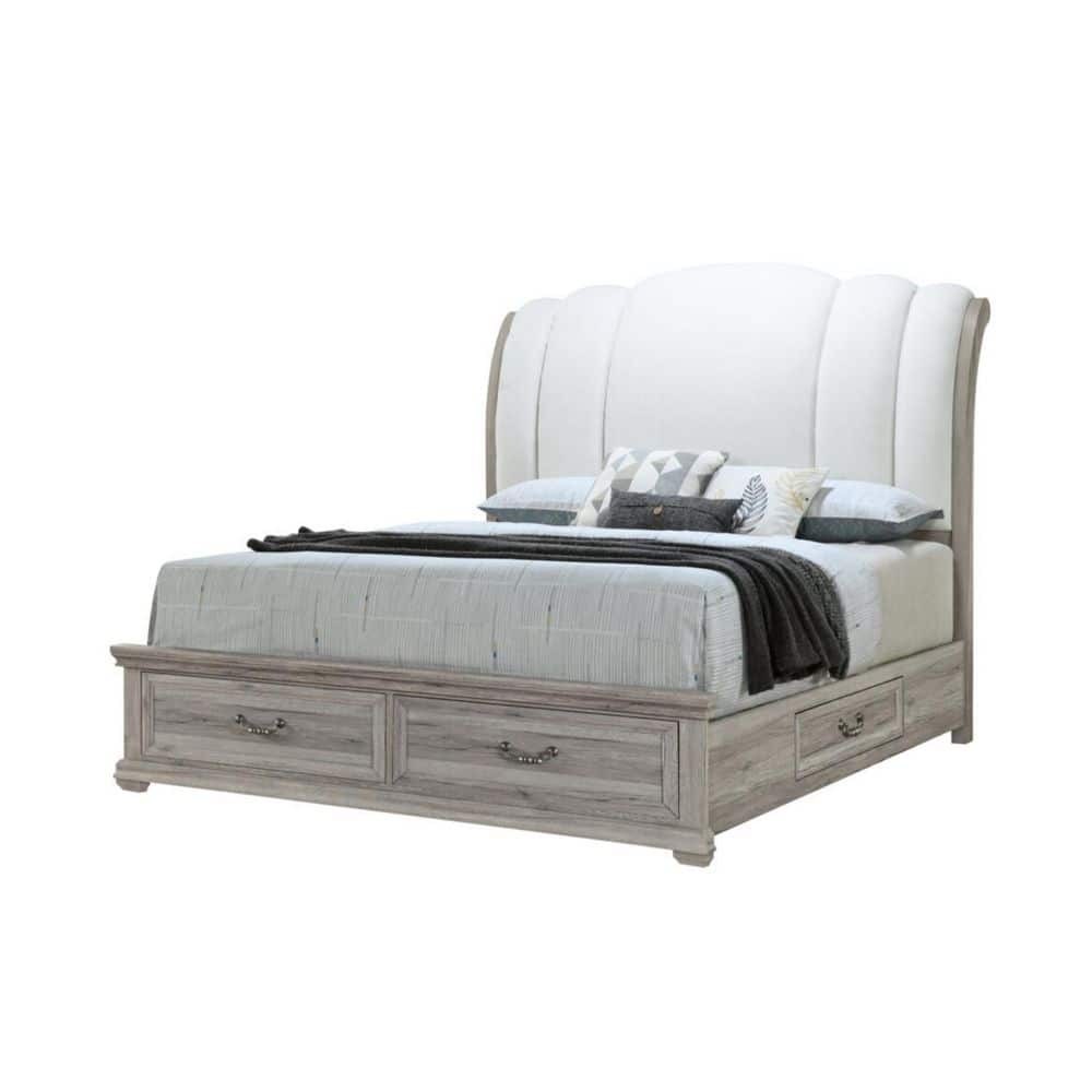Brown Wood Frame Queen Panel Bed