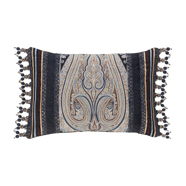 Unbranded Lakeview Indigo Polyester Boudoir Decorative 15 in. x 23 in. Throw Pillow