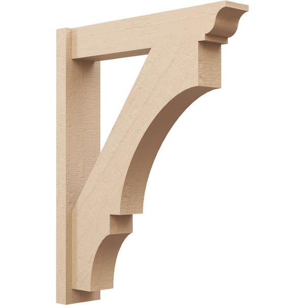 Ekena Millwork 6 in. x 36 in. x 28 in. Balboa Traditional Rough Cedar Woodgrain Timberthane Polyurethane Outlooker, Primed Tan