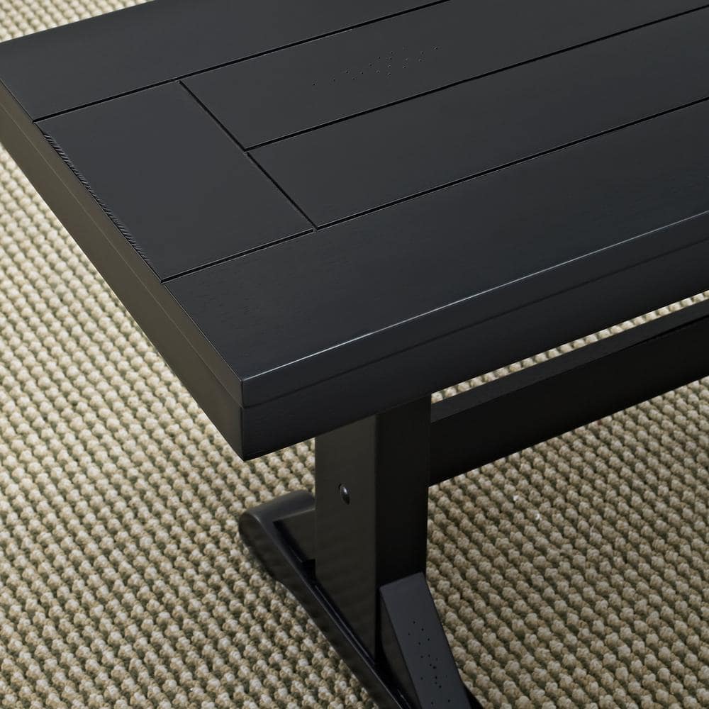 Antique Black 60" Solid Wood Veneer Rustic Dining Bench