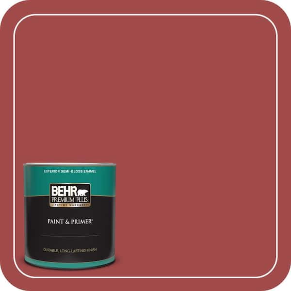 BEHR PREMIUM PLUS 1 qt. #ICC-107 Crimson Semi-Gloss Enamel Exterior Paint & Primer