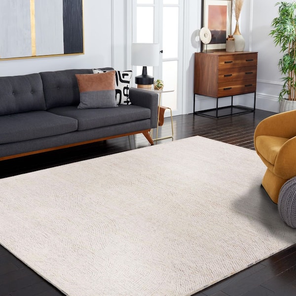 Metro 11 ft. x 15 ft. Natural/Ivory Solid Color Abstract Area Rug