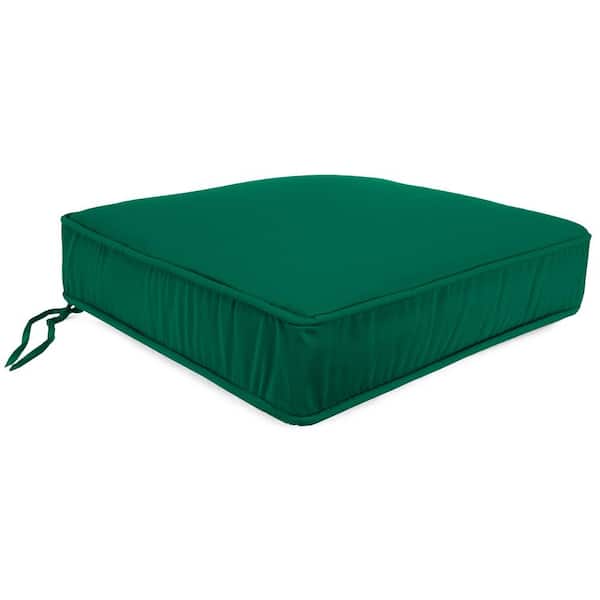 Jordan Manufacturing Sunbrella 22.5 in. x 21.5 in. Forest Green Solid Rectangular Boxed Edge Outdoor Deep Seat Cushion with Ties and Welt
