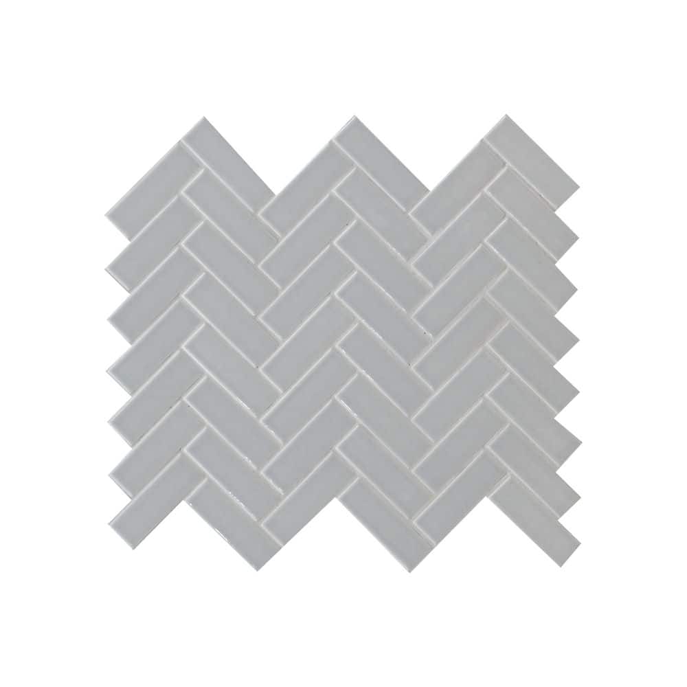 Take Home Tile Sample - Retro Herringbone Gray 4 in. x 4 in. Glossy Porcelain Mosaic Tile price history on PriceWatchPro