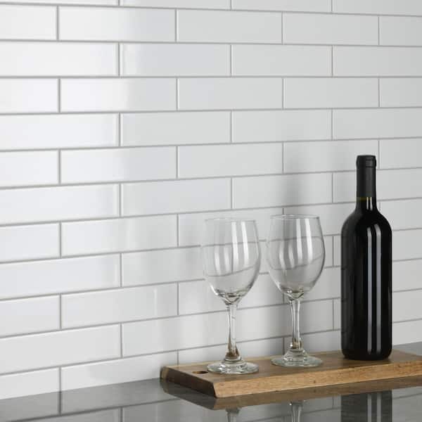 Merola Tile Metro Soho Subway Glossy White 1-3/4 in. x 7-3/4 in