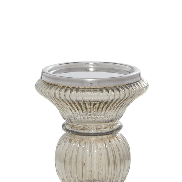 Litton Lane Gray Glass Handmade Turned Style Pillar Candle
