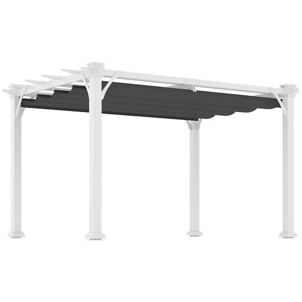 Outsunny 13 ft. x 10 ft. Retractable Pergola Canopy, Wood Gazebo Sun Shade Shelter for Garden, Patio, Backyard, Deck