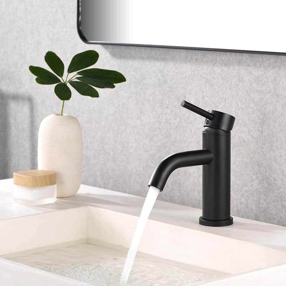 Matte Black Single Handle Deck Mounted Bathroom Faucet