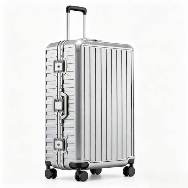 29.5 in. Gray Large Luggage, ABS Hard Shell, TSA Zipperless Latches, Spring Wheels, Aluminum Frame, Travel Suitcase